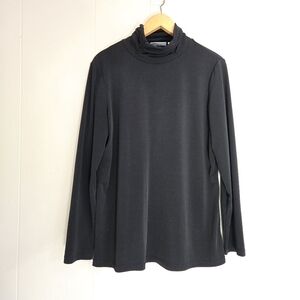 3/$15 Susan Graver Liquid Knit Black Turtleneck Gathered Ruched Collar M